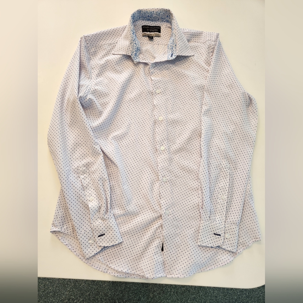 REPORT COLLECTION Men's White Shirt With Print Stretch Sz MM